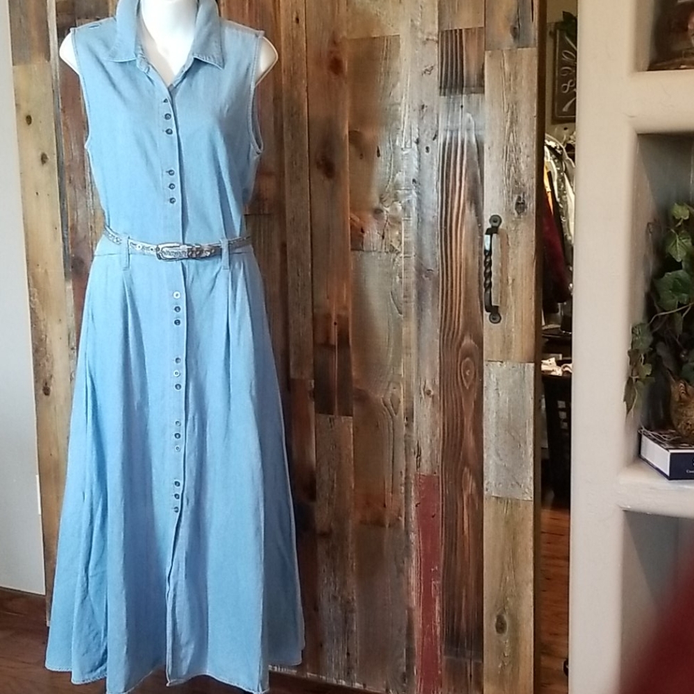 Vintage California Gold Rush Denim Maxi Dress